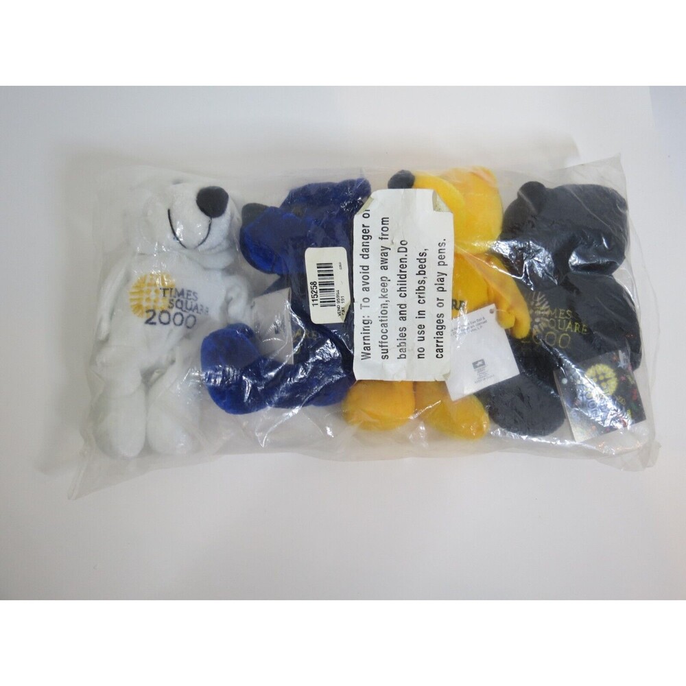 BEAR SOFT PLUSH  TOY TIMES SQUARE 2000 YEAR 4 BEARS SET NEW Pack